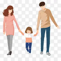 卡通手绘手牵手一家人-空若网 卡通手绘手牵手一家人-空若网