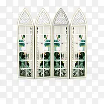 白色图案日式屏风-空若网 白色图案日式屏风-空若网