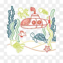 彩色线条海底世界-空若网 彩色线条海底世界-空若网