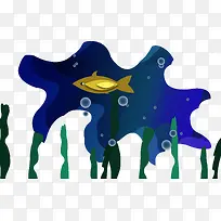 创意海底世界立体剪纸插画-空若网 创意海底世界立体剪纸插画-空若网