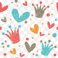 多彩简约皇冠爱心边框纹理-空若网 多彩简约皇冠爱心边框纹理-空若网