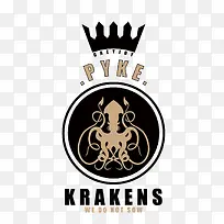 矢量皇冠章鱼标志-空若网 矢量皇冠章鱼标志-空若网