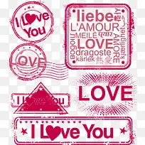 love爱英文创意印章矢量素材-空若网 love爱英文创意印章矢量素材-空若网