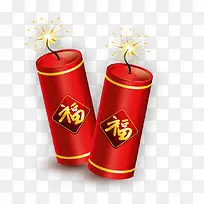 新年福字鞭炮卡通插画矢量图-空若网 新年福字鞭炮卡通插画矢量图-空若网