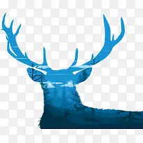 矢量蓝色鹿-空若网 矢量蓝色鹿-空若网