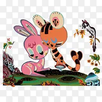 矢量老虎和鹿-空若网 矢量老虎和鹿-空若网