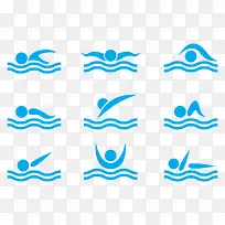 手绘游泳矢量素材-空若网 手绘游泳矢量素材-空若网