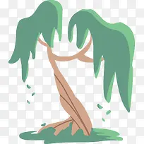 绿色柳树矢量卡通时尚大树-空若网 绿色柳树矢量卡通时尚大树-空若网