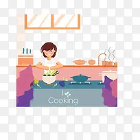 厨房做美食的妈妈-空若网 厨房做美食的妈妈-空若网