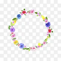 多彩水墨花环PNG-空若网 多彩水墨花环PNG-空若网
