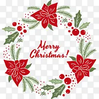 红色花朵圣诞节快乐-空若网 红色花朵圣诞节快乐-空若网