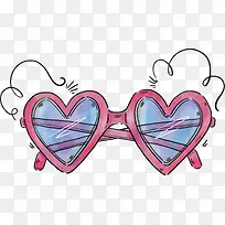手绘粉红爱心眼镜-空若网 手绘粉红爱心眼镜-空若网