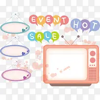 粉色电视机矢量-空若网 粉色电视机矢量-空若网