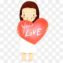 拿着爱心的小女孩-空若网 拿着爱心的小女孩-空若网