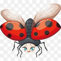 手绘卡通可爱小昆虫瓢虫矢量素材-空若网 手绘卡通可爱小昆虫瓢虫矢量素材-空若网