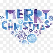 蓝色水彩风格圣诞节快乐海报设计-空若网 蓝色水彩风格圣诞节快乐海报设计-空若网