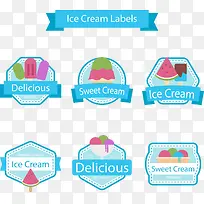 蓝色几何形状冰激凌标签-空若网 蓝色几何形状冰激凌标签-空若网