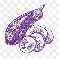 手绘素描茄子设计元素-空若网 手绘素描茄子设计元素-空若网