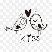 黑白爱心情感小鸟装饰图案-空若网 黑白爱心情感小鸟装饰图案-空若网