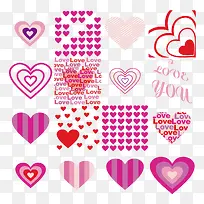 重叠桃心插画矢量-空若网 重叠桃心插画矢量-空若网