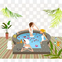 沐浴的美女矢量素材-空若网 沐浴的美女矢量素材-空若网