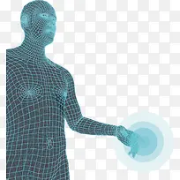 矢量蓝色科技人物与按钮-空若网 矢量蓝色科技人物与按钮-空若网