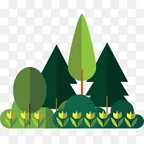 卡通绘树木树叶装饰插画-空若网 卡通绘树木树叶装饰插画-空若网