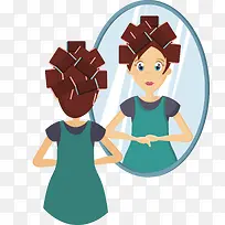 照镜子的矢量女士-空若网 照镜子的矢量女士-空若网