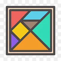 彩色扁平化几何七巧板元素-空若网 彩色扁平化几何七巧板元素-空若网