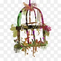 矢量水彩鸟笼-空若网 矢量水彩鸟笼-空若网