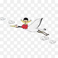 飞翔的大雁和小女孩-空若网 飞翔的大雁和小女孩-空若网