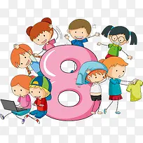 卡通粉色数字8免抠素材-空若网 卡通粉色数字8免抠素材-空若网