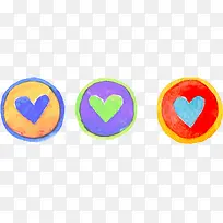 撞色水彩爱心按钮矢量素材-空若网 撞色水彩爱心按钮矢量素材-空若网