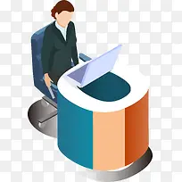 2.5D办公室前台立体插画-空若网 2.5D办公室前台立体插画-空若网