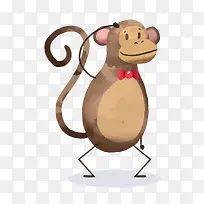 卡通手绘水彩猴子免抠素材-空若网 卡通手绘水彩猴子免抠素材-空若网