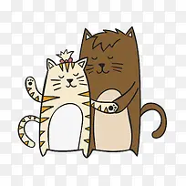 卡通线条爱情小猫免抠素材-空若网 卡通线条爱情小猫免抠素材-空若网