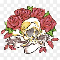 矢量玫瑰和骷髅-空若网 矢量玫瑰和骷髅-空若网