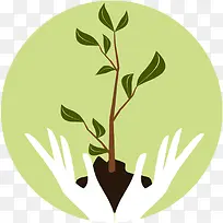 手绘手捧绿色植物-空若网 手绘手捧绿色植物-空若网