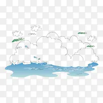 矢量蓝天白云素材-空若网 矢量蓝天白云素材-空若网