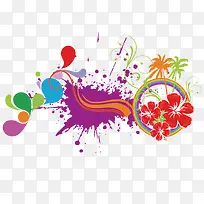 彩色装饰泼墨矢量免抠素材-空若网 彩色装饰泼墨矢量免抠素材-空若网