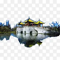 五亭桥水彩画-空若网 五亭桥水彩画-空若网