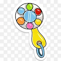 儿童节多彩摇铃贴纸-空若网 儿童节多彩摇铃贴纸-空若网