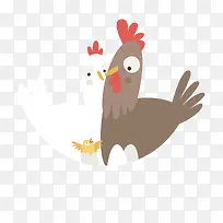 卡通扁平化成双成对鸡-空若网 卡通扁平化成双成对鸡-空若网