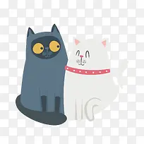 卡通扁平化成双成对猫咪-空若网 卡通扁平化成双成对猫咪-空若网