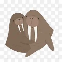 卡通扁平化成双成对海豹-空若网 卡通扁平化成双成对海豹-空若网