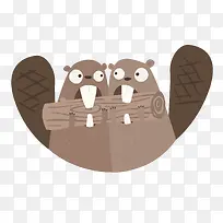 卡通扁平化成双成对松鼠-空若网 卡通扁平化成双成对松鼠-空若网