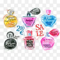 手绘香水促销海报矢量素材下载-空若网 手绘香水促销海报矢量素材下载-空若网