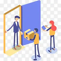 2.5D快递送货上门立体插画-空若网 2.5D快递送货上门立体插画-空若网