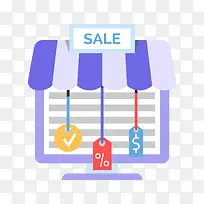 紫色扁平化电商标签元素-空若网 紫色扁平化电商标签元素-空若网