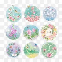 卡通手绘圆形花环素材-空若网 卡通手绘圆形花环素材-空若网